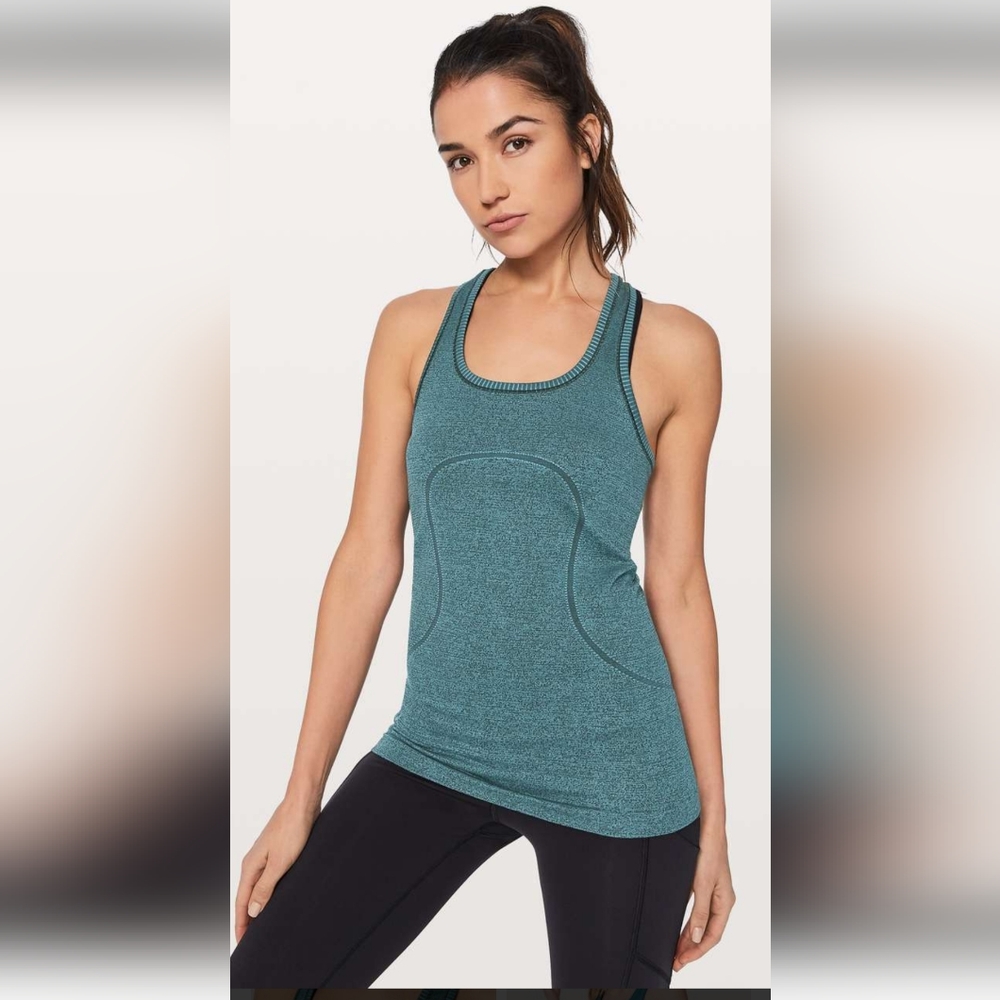 Lululemon Swiftly Tank Sz 6 Limited SeaWheeze Teal Racerback Top Shirt Tech